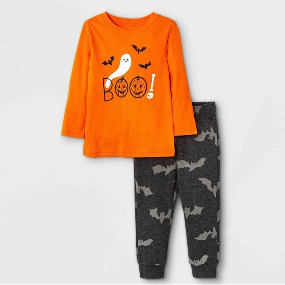 Toddler Boys' 2pc Halloween 'Boo' Long Sleeve T-Shirt & Fleece Jogger Pants NWT